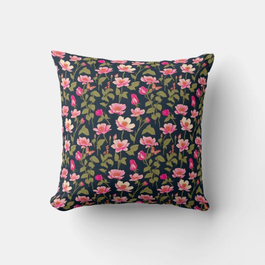 Colorful flowers-Floral pattern 22 - Throw Pillow クッション (正面)