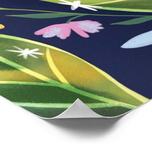 Colorful Flowers Garden Botanical Illustration ポスター (角)