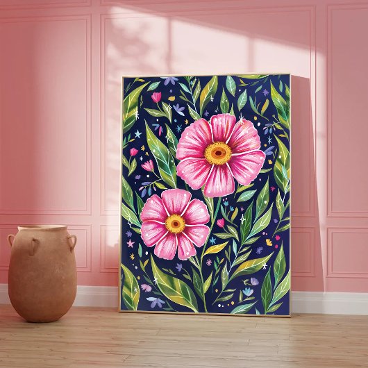 Colorful Flowers Garden Botanical Illustration ポスター