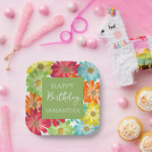  Colorful Flowers Happy Birthday Party  ペーパープレート (パーティー)
