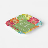  Colorful Flowers Happy Birthday Party  ペーパープレート (傾斜あり)