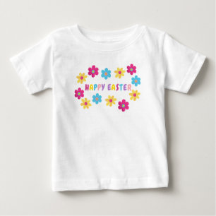 Colorful Flowers Happy Easter ベビーTシャツ