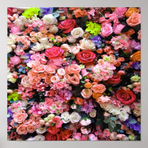 Colorful Flowers in Bloom Floral Bouquet ポスター