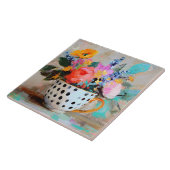 Colorful Flowers in Polka Dot Teacup タイル (側面)