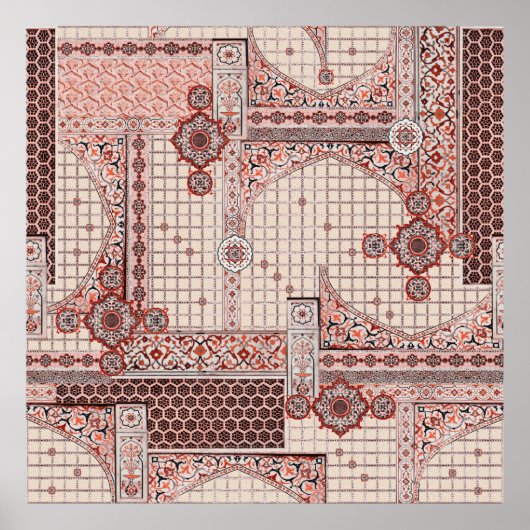 Colorful flowers mughal architecture background wa ポスター (正面)