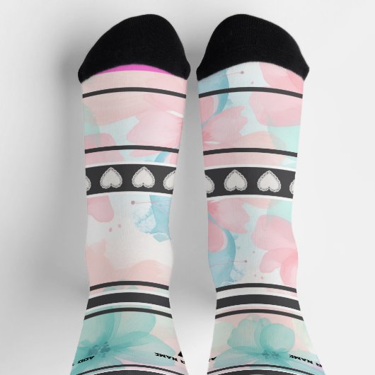 Colorful  Flowers - Name Number Socks ソックス (上部)