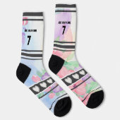 Colorful  Flowers - Name Number Socks ソックス (右)