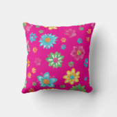 Colorful Flowers & Paw Prints Pillow クッション (裏面)