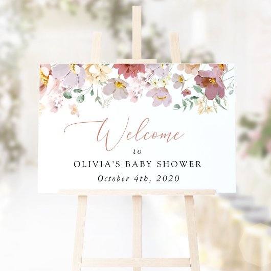 Colorful Flowers, Wildflowers, Baby Shower Welcome ポスター