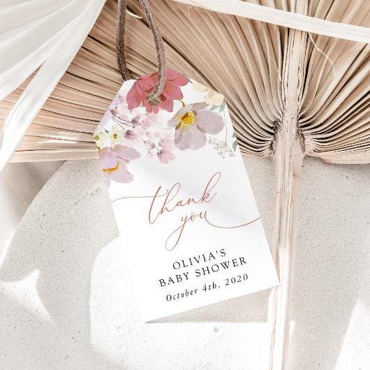 Colorful Flowers, Wildflowers, Boho, Baby Shower ギフトタグ