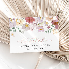 Colorful Flowers, Wildflowers, Boho, Baby Shower サンキューカード