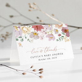 Colorful Flowers, Wildflowers, Boho, Baby Shower サンキューカード