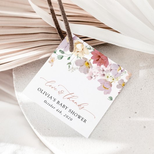 Colorful Flowers, Wildflowers, Boho, Baby Shower フェイバータグ