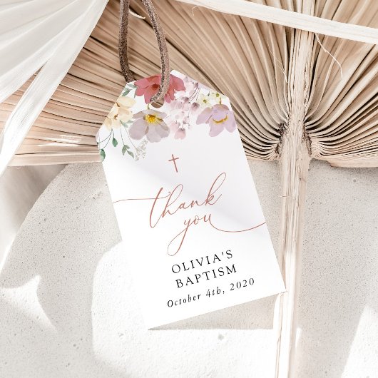 Colorful Flowers, Wildflowers, Boho, Baptism ギフトタグ