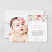 Colorful Flowers, Wildflowers, Boho, Baptism サンキューカード (正面)