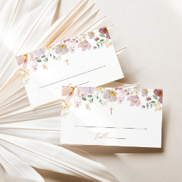 Colorful Flowers, Wildflowers, Boho, Baptism プレイスカード