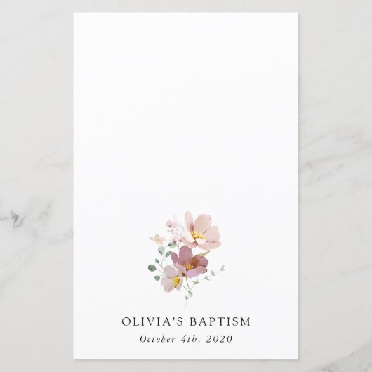 Colorful Flowers, Wildflowers, Boho, Baptism Menu (裏面)