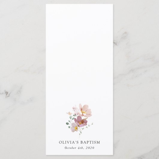 Colorful Flowers, Wildflowers, Boho, Baptism Menu メニュー (裏面)