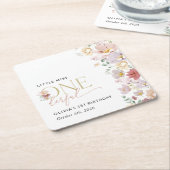 Colorful Flowers, Wildflowers, First Birthday スクエアペーパーコースター (アングル)