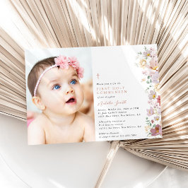 Colorful Flowers, Wildflowers, First Communion 招待状