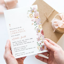 Colorful Flowers, Wildflowers, First Communion 招待状