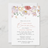 Colorful Flowers, Wildflowers, First Communion 招待状 (正面)