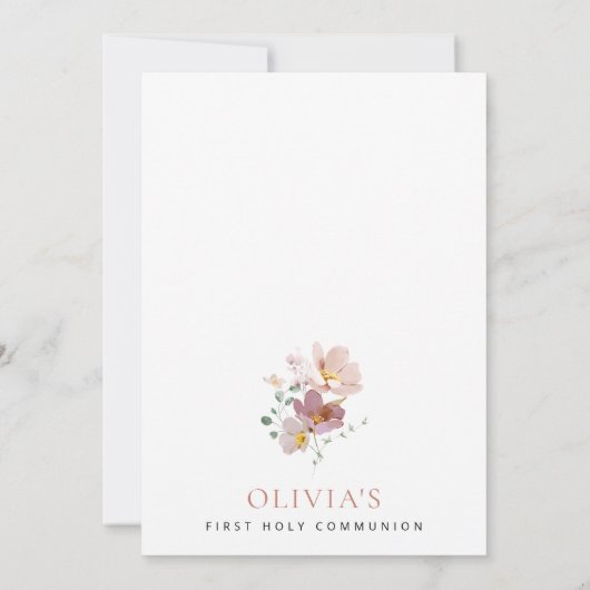 Colorful Flowers, Wildflowers, First Communion 招待状 (裏面)