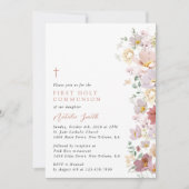 Colorful Flowers, Wildflowers, First Communion 招待状 (正面)