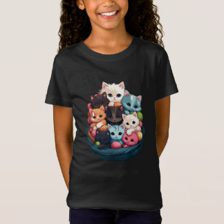 Colorful Fluffy Kittens – Cute Cat Aesthetic Girls Tシャツ