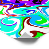 Colorful Fluid Art Marble Pour Painting Effect ポスター (角)