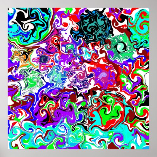 Colorful Fluid Art Marble Pour Painting Effect ポスター (正面)