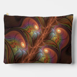 Colorful Fluorescent Abstract Trippy Brown Fractal アクセサリーポーチ