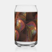 Colorful Fluorescent Abstract Trippy Brown Fractal ガラス缶 (右)