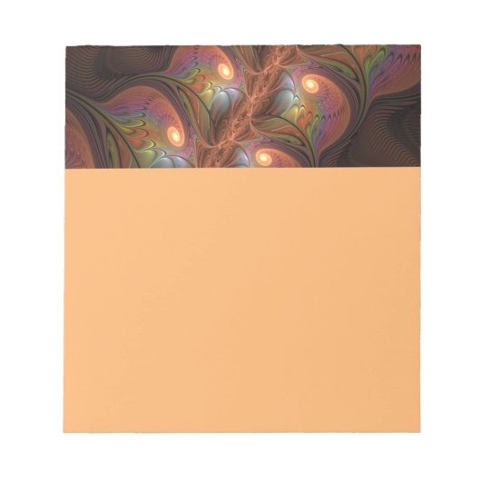 Colorful Fluorescent Abstract Trippy Brown Fractal ノートパッド (正面)