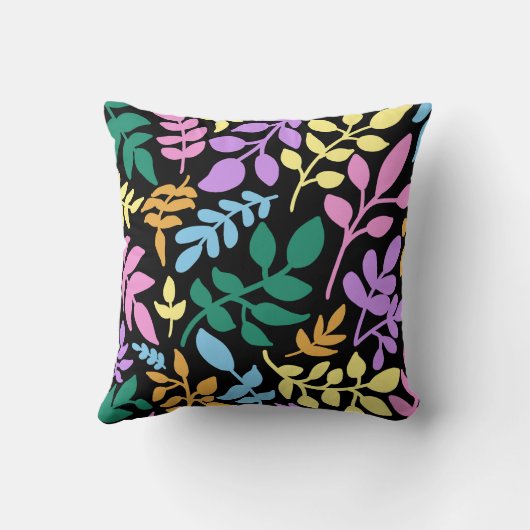 Colorful foliage in black background クッション (裏面)