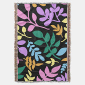 Colorful foliage in black background スローブランケット (正面縦)