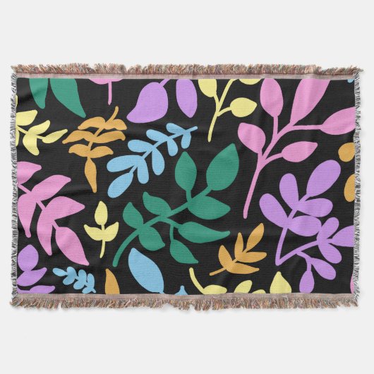 Colorful foliage in black background スローブランケット (正面)