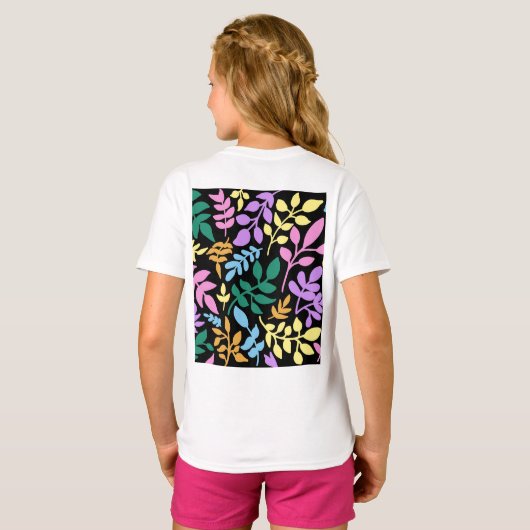 Colorful foliage in black background tシャツ (裏面フル)