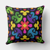 Colorful Folk Abstract Throw Pillow クッション (裏面)