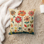 Colorful Folk Art Flowers クッション (ブランケット)