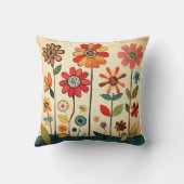 Colorful Folk Art Flowers クッション (裏面)