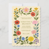 Colorful Folk Floral Wedding 招待状 (正面)