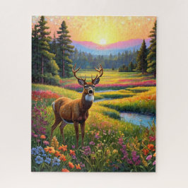 Colorful Forest Colors and Deer art ジグソーパズル