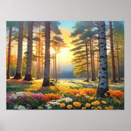 Colorful Forest Flowers and Summer Colors Art ポスター