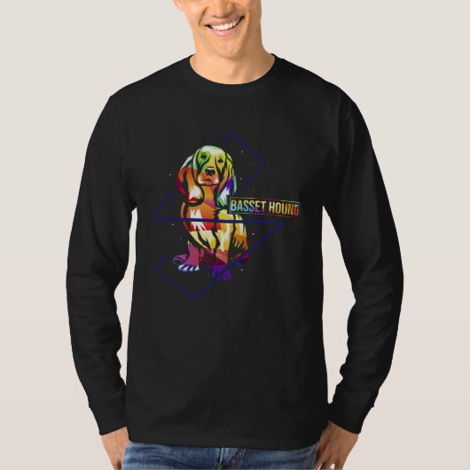 Colorful France Basset Hound Bloodhound Tシャツ (正面)