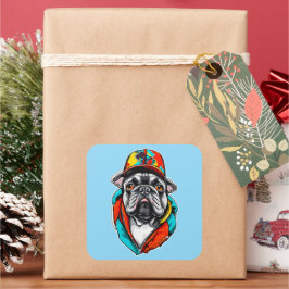 Colorful French Bulldog スクエアシール