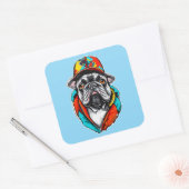 Colorful French Bulldog スクエアシール (封筒)