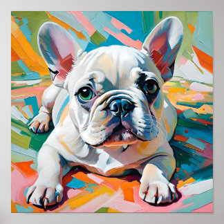 Colorful French Bulldog Painting – Abstract Pop Ar ポスター