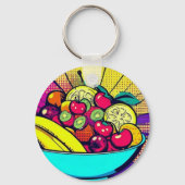 Colorful Fruit Bowl Keychain | Pop Art Food  キーホルダー (正面)