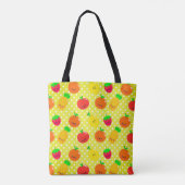 Colorful Fruit Kawaii Emojis Yellow Polka Dot トートバッグ (裏面)